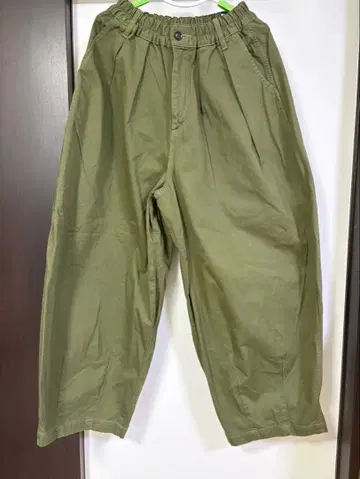 HARVESTY 코튼 와이드 팬츠 사이즈 2 올리브 그린