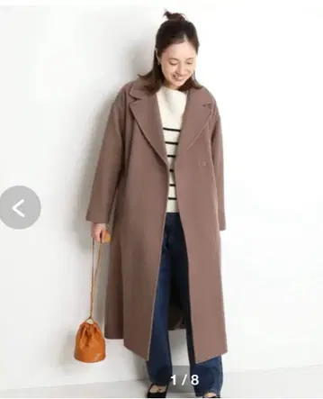 SLOBE IENA SUPER100 멜톤 빅 라펠 코트 롱 기장