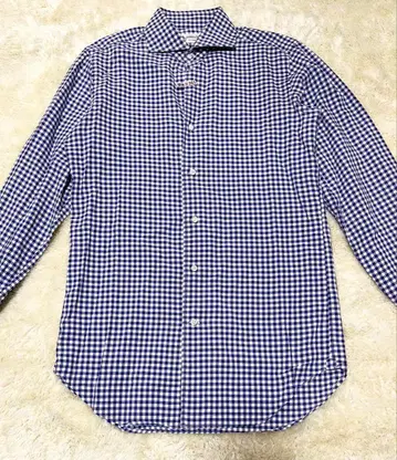 새상품급 토마스 메이슨 x 페어팩스 깅엄 체크 파랑x화이트 39