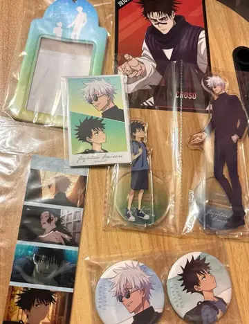 주술회전 애니메이트 특전 아크릴 스탠드 캔뱃지 카드 홀더 포토 카드