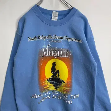 프린세스 인어공주 맨투맨 트레이닝복 속기모 구제 의류 S