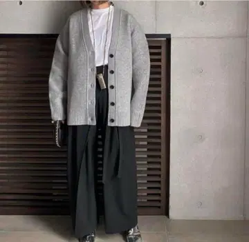 LOHEN 로헨 더블 페이스 V넥 가디건 그레이