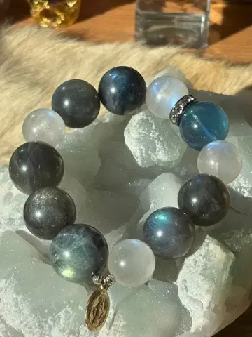 래브라도 라이트 데빌 아쿠아 마린 블루문스톤 팔찌