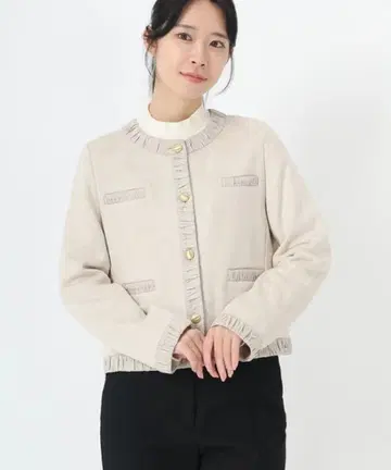 마쉬멜로우 스웨이드/마쉬멜로우 코팅 트리밍 노카라 자켓