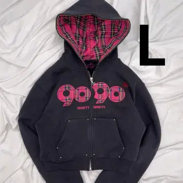 9090 girl OG 로고 집 후디 차콜 L