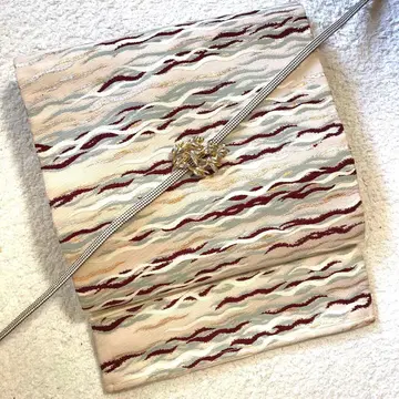 앤티크 순수 실크 나고야 오비 섬세한 잔물결 무늬