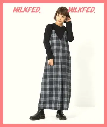 밀크페도 초미품 완판 벨로아 숄더 글렌체크 점프수트 원피스