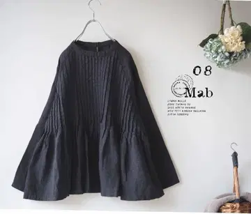 새상품 할인 08맵 블랙*9번수 린넨 플리츠 래글런 블라우스 1076