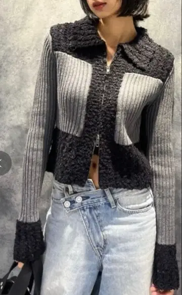 MOUSSY MIX PATTERN ZIPUP POLO 가디건 마우지