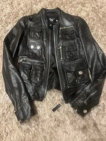 D&G 블랙 가죽 라이더 자켓