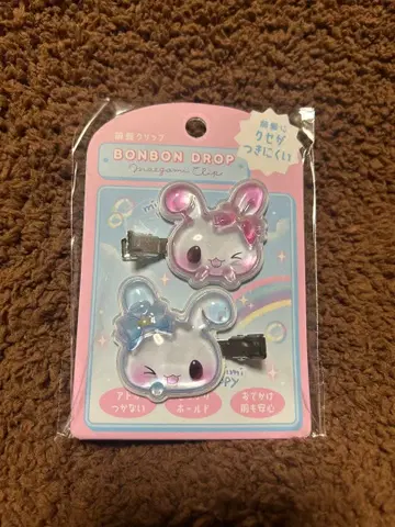 BONBON DROP 토끼 헤어 클립 2개 세트 앞머리 클립