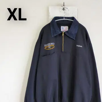 USA제 GAME 하프 지퍼 맨투맨 엘보 패드 네이비 데님 옷깃