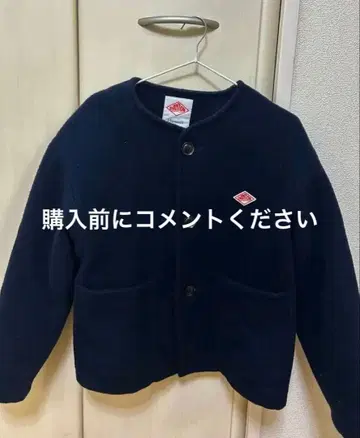 단톤 울 라이트 파일 싱글 노카라 자켓 네이비 36