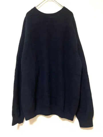 바토너 에이징 울 크루넥 니트 스웨터 남성용 네이비