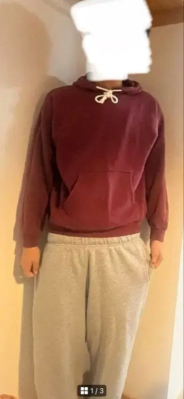 90s hanes 후드티 와인 레드