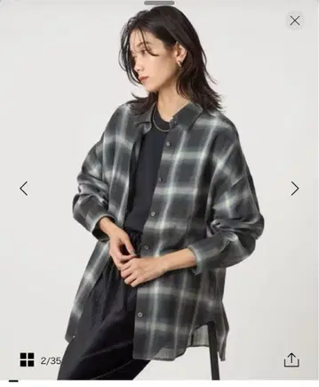 그린 레이블 릴랙싱 시어 체크 셔츠 다크 그레이