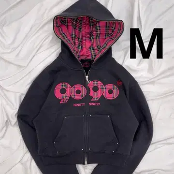 9090 girl OG 로고 집 후디 차콜 M