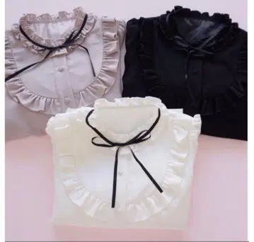 evelyn 가는 리본 옷깃 블라우스 프릴