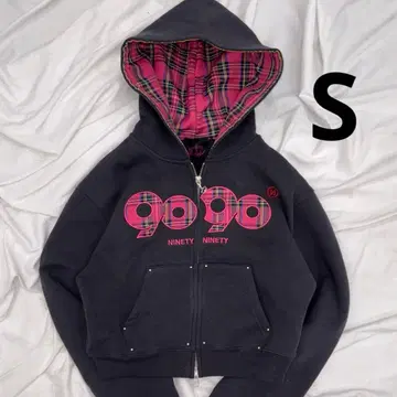 9090 girl OG Logo Zip Hoodie chacoal