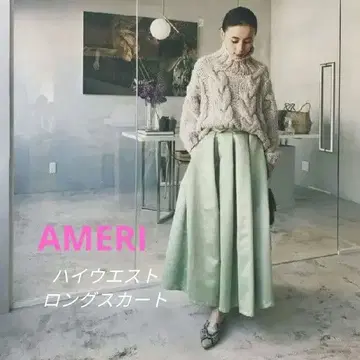 AMERI 하이웨스트 플레어 롱 스커트