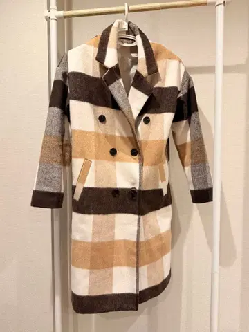 체크 가을/겨울 체스터 코트 롱 M 사이즈 멋진 더블 브레스트