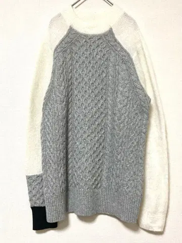 사카이 여성용 울 케이블 니트 절개 비대칭 스웨터