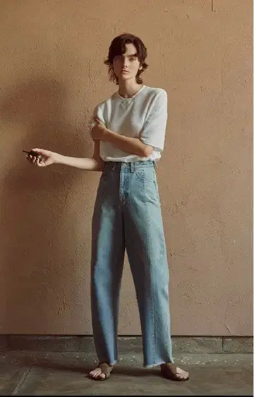 SERGE CACAO 와이드 피팅 하이웨스트 라이트 블루 데님 24