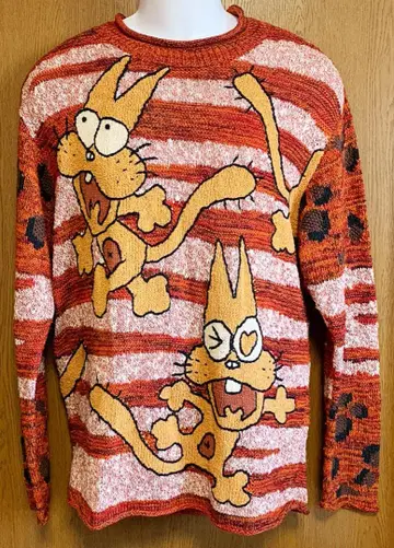 FICCE JEANS 냐로메 콜라보 멜란지 스웨터 웜 컬러 코튼 니트