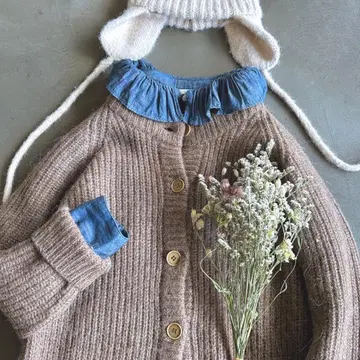 vintage market 구매*울 혼방 튜닉 기장 긴팔 니트 가디건