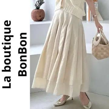 새상품 La boutique BonBon 시어 턱 스커트 롱 스커트