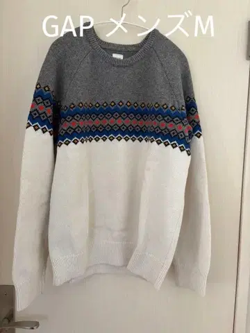 GAP 기하학 패턴 니트 스웨터 그레이/화이트