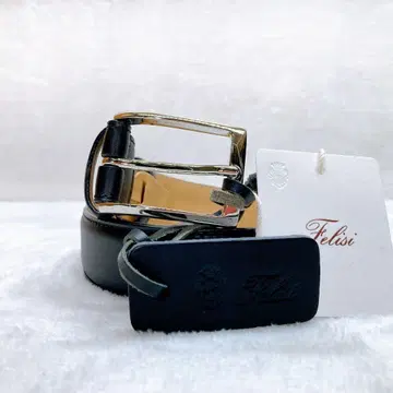 미사용 Felisi 페리지 벨트 바케타 가죽 로고 금장 장식 블랙