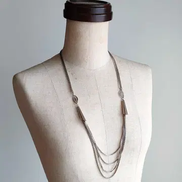 4연 체인 목걸이 실버 컬러 빈티지 빈티지