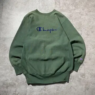 90s 챔피온 리버스 위브 자수 택 자수 로고 페이드 맨투맨