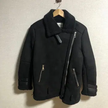 무스탕 코트 블랙 보아 옷깃