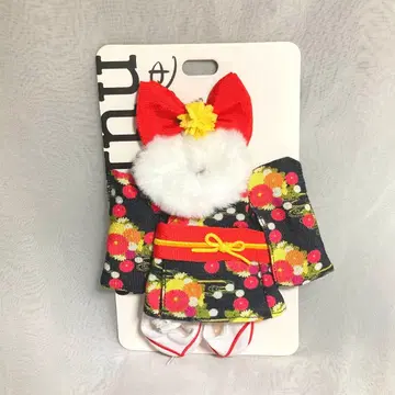 누이모즈 기모노 설날 블랙 컬러 꽃무늬 걸 코스튬