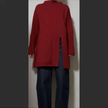 VIS 비스 니트 원피스 빨간색 소매 리브