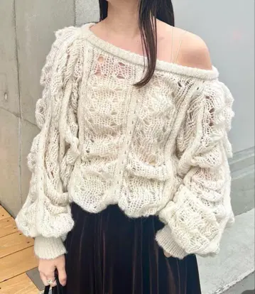 kastane 셔링 시스루 니트 아이보리