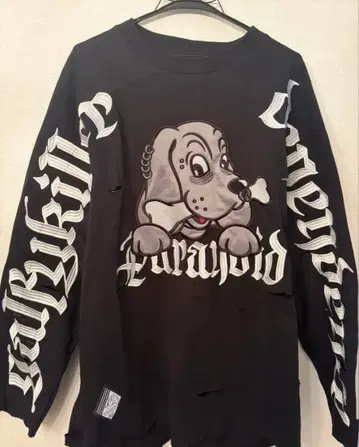 GALFY/갈피 병에 물든 롱 슬리브 티셔츠