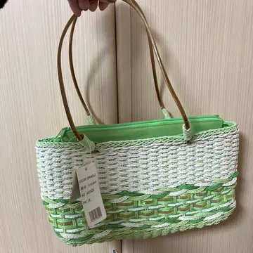 COLOR SPANGLE 바스켓백 그린/화이트
