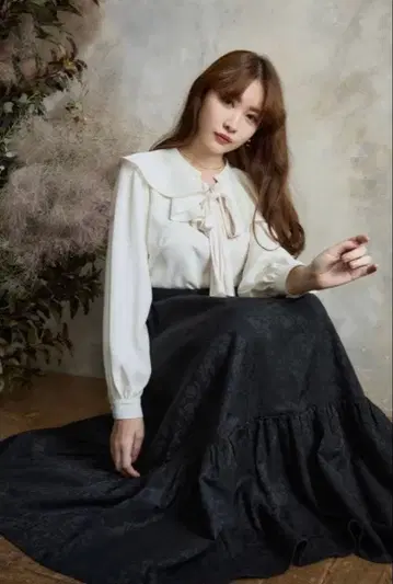 herlipto 플로럴 자카드 볼륨 스커트