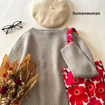 b1855* 휴먼 우먼 울 혼방 보트넥 니트 풀오버