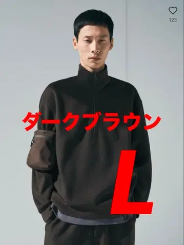 브러쉬드 맨투맨 하프 지퍼 셔츠 [ L 사이즈 / 다크 브라운 ]