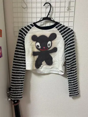 스트라이프 패턴 팬시 크롭 상의