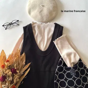 b1882* 마린프랑세즈 울 혼방 멜톤 오버롤 스커트 원피스