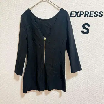 특가 EXPRESS [ S ] 블랙 V넥 지퍼 달린 상의