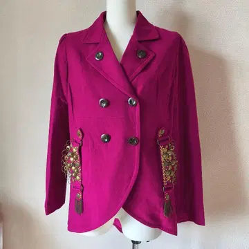 알베로베로 올레볼레브라 비즈 장식 더블 브레스트 자켓 핑크 돼지 씨