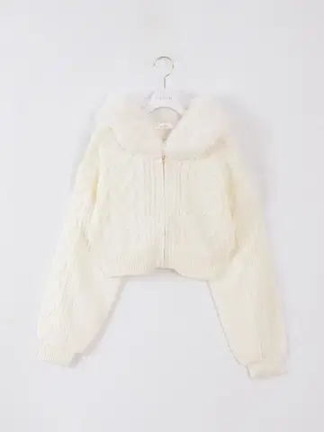 evelyn 퍼 니트 후드티 미사용 새상품