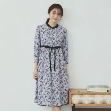 꽃무늬 롱 원피스 40/L 연보라 미사용 새상품