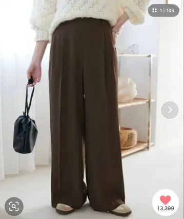 DISCOAT 욕심쟁이 2턱 와이드 팬츠 브라운 ML